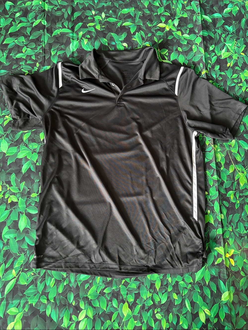 Nike Black Polo with White Stripe Accents